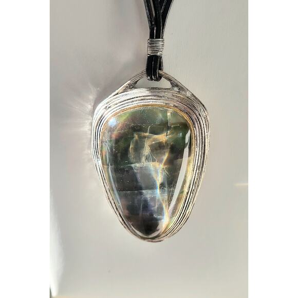 RLM Robert Lee Morrison Soho Abalone Pendant Corded Necklace Vintage - Picture 6 of 9